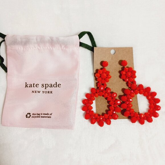 Kate Spade New York Marguerite Beaded Flower Hoop Earrings - Coral Color - Picture 3 of 13